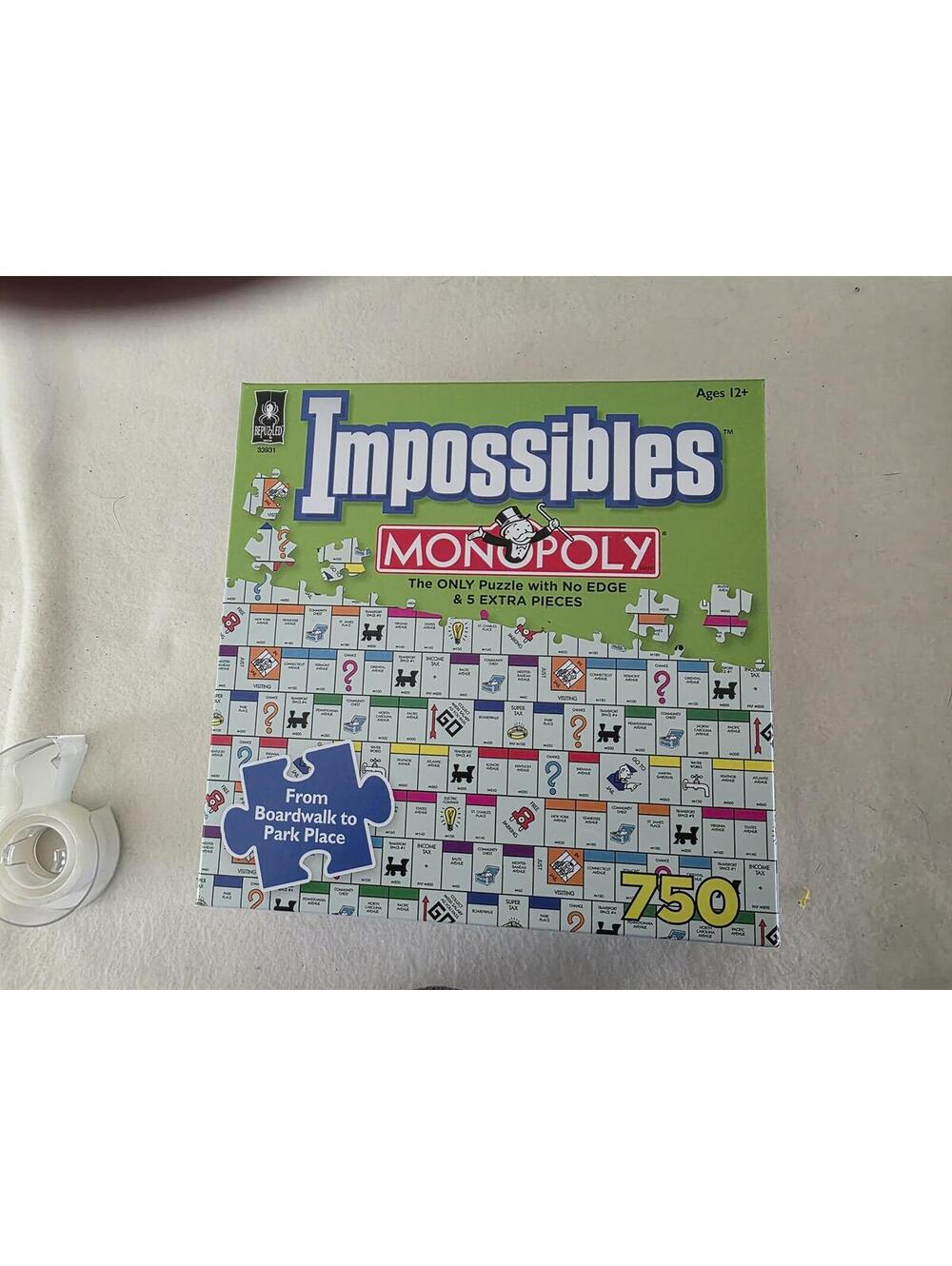 BePuzzled Impossibles Monopoly 750 Piece Borderless Puzzle Counted Complete